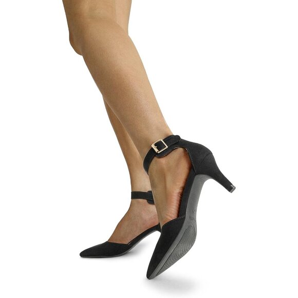 Dream Pairs Women's Black Suede Faux Suede pointed Toe Kitten Heels Pumps Shoes - Picture 6 of 7